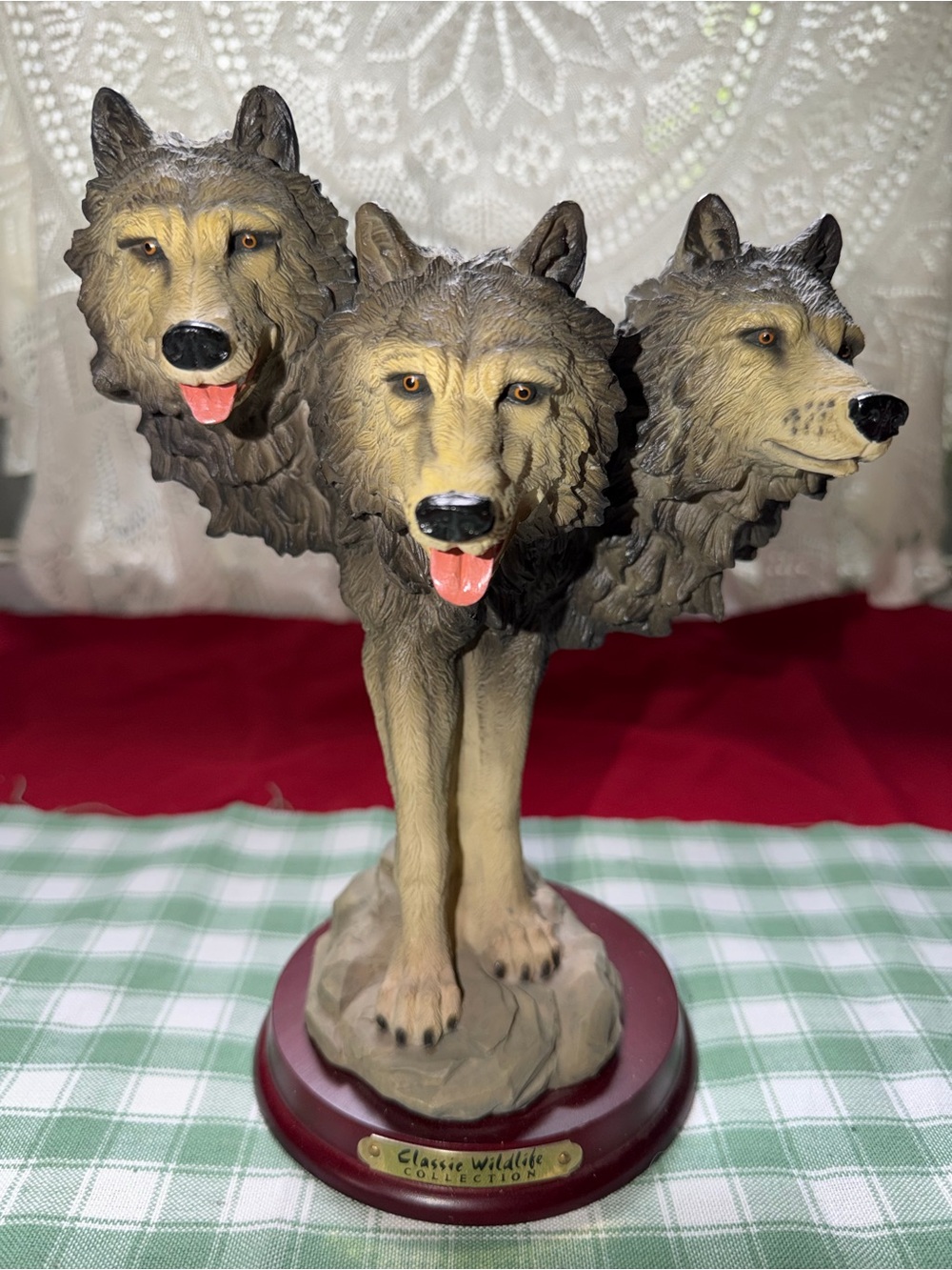 Three-Headed Wolf Sculpture